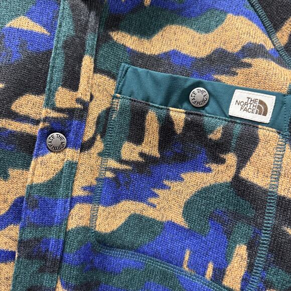 The North Face Shacket Mens Small Snap Up Fleece Gordon Lyons Green Blue Jacket - Picture 4 of 7